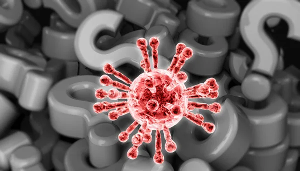 Questions and answers on the coronavirus, Covid-19, all there is to know. Contagion and prevention what to do. Waiting for the vaccine. Many unanswered questions. Question mark. 3d render