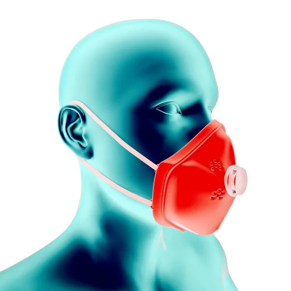 Mann Mit Schutzmaske Covid Coronavirus Persönlicher Schutz Darstellung Menschliche Anatomie — Stockfoto