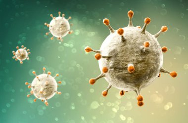 Coronavirus 'un mikroskobik görüntüsü, solunum yoluna saldıran bir patojen. Covid-19. Analiz ve test, deneyler. Sars. 3d hazırlayıcı