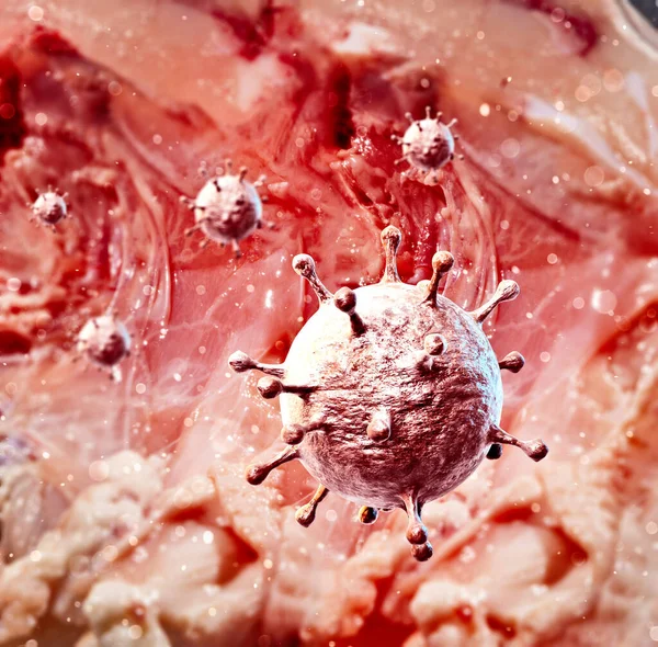 Vista Microscópica Del Coronavirus Patógeno Que Ataca Tracto Respiratorio Covid — Foto de Stock