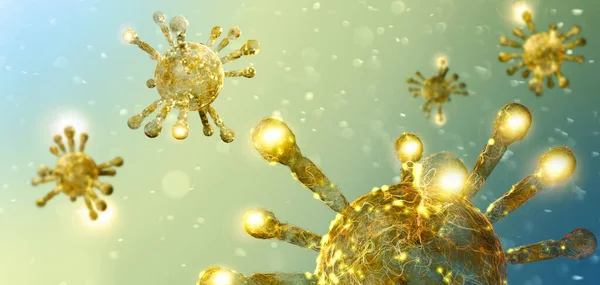 Mikroskopijny Widok Coronavirus Patogen Atakujący Drogi Oddechowe Covid Analizy Testy — Zdjęcie stockowe