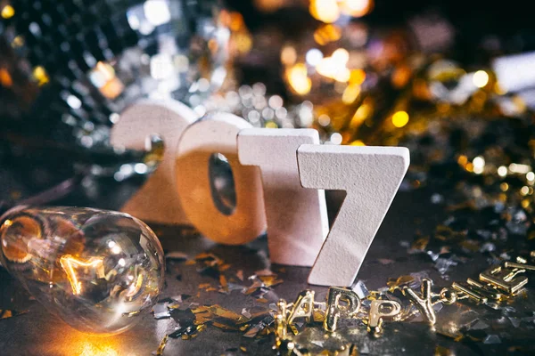2017 véspera de Ano Novo empilhado Número Grunge fundo — Fotografia de Stock