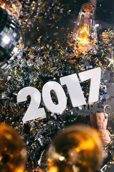 2017 fundo Grunge de véspera de ano novo de champanhe — Fotografia de Stock