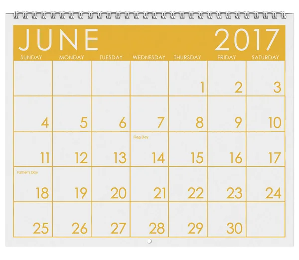 2017: Calendario: Mes de junio con el Día del Padre — Foto de Stock