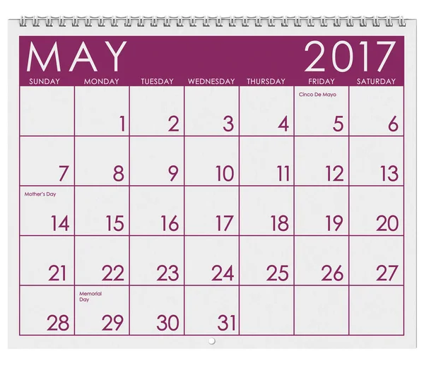 2017: Calendario: Mes de Mayo —  Fotos de Stock