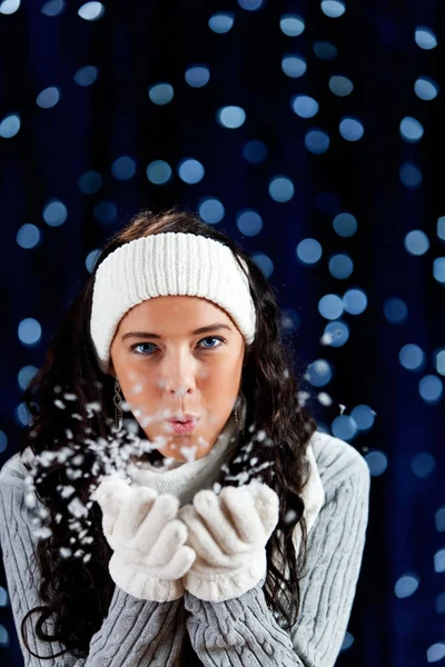 Winter: Blowing Snow at Camera Stock Photo