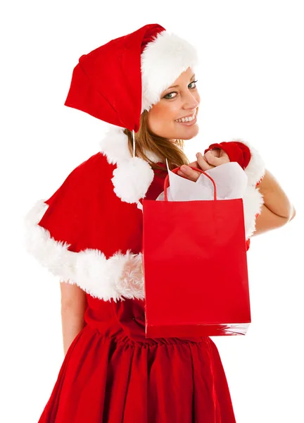 圣诞节: 快乐的圣诞老人购物者 — 图库照片