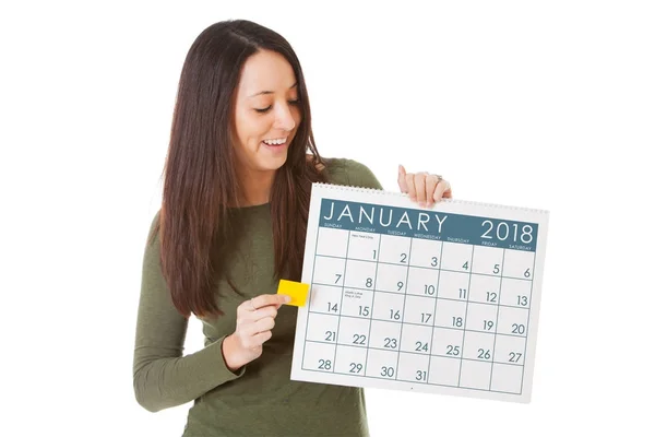 NYE: Woman Starting To Make Appointments In January 2018 — Stock Photo, Image