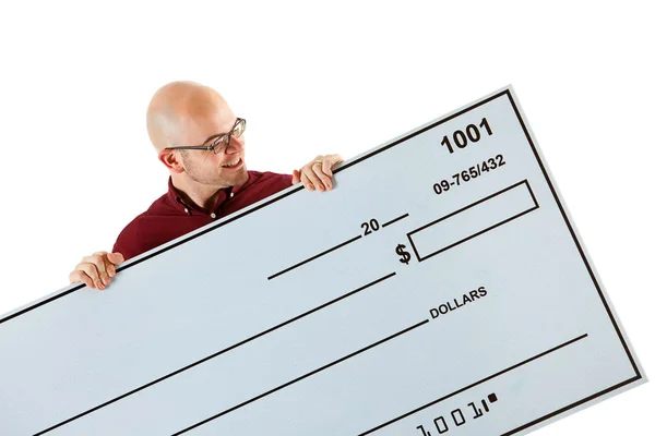 Check: Reading the Amount on a Huge Check — Stock Photo, Image