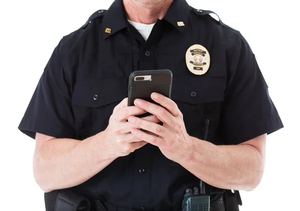 Police: Anonymous Officer Using Cell Phone — Stock Photo, Image