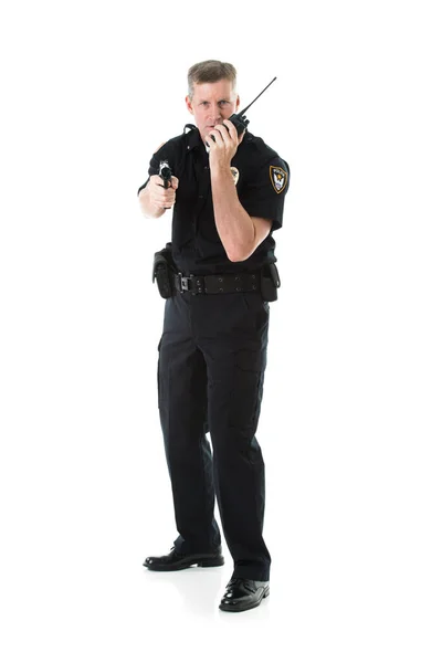 Police: Officer Calls For Backup While Watching Criminal — Stock Photo, Image