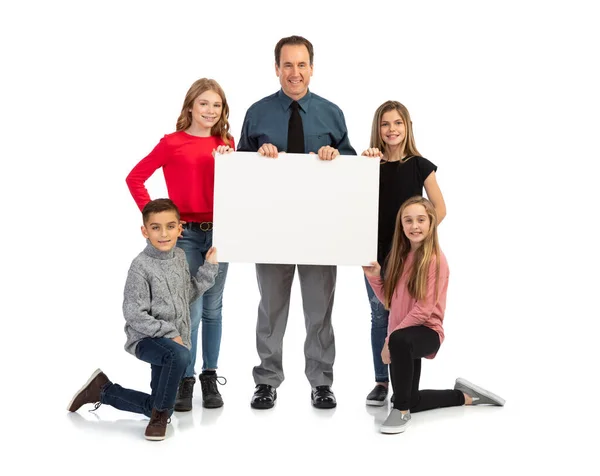 Gruppo Bambini Varie Pose Con Oggetti Scena Isolati Sfondo Bianco — Foto Stock