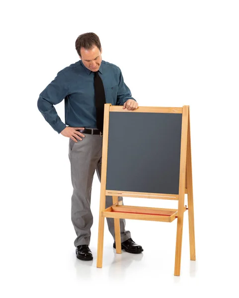 Beyaz Bir Arka Planda Izole Edilmiş Bir Erkek Öğretmen Öğretmen — Stok fotoğraf