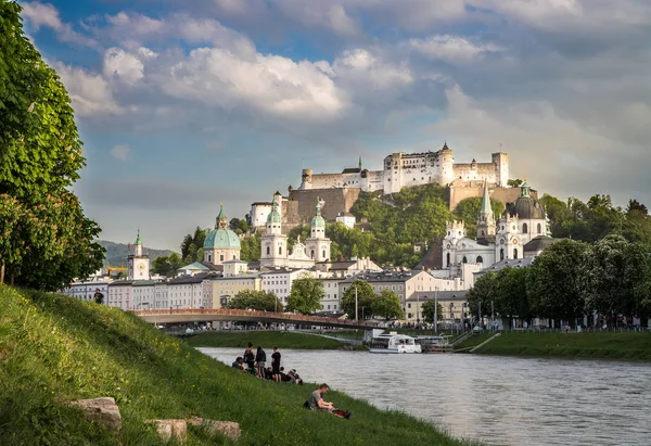 Paisagem Panorâmica Idílica Cidade Salzburgo Verão — Fotografia de Stock