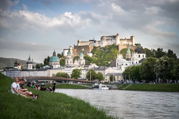 Paisagem Panorâmica Idílica Cidade Salzburgo Verão — Fotografia de Stock