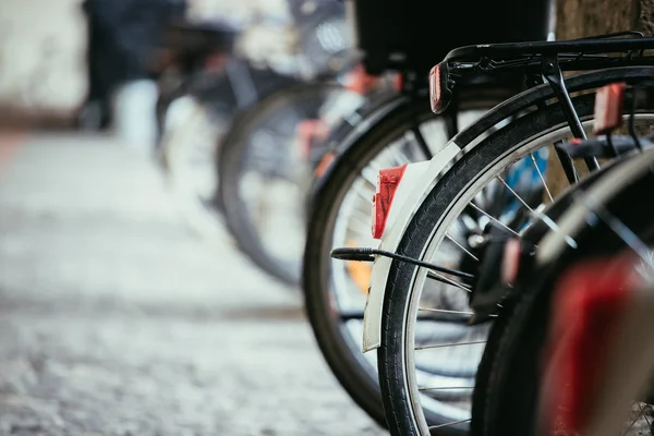 Parked bikes in the city, alternative mobility