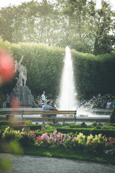 Fontanna Wodna Parku Publicznym Ogród Mirabell Salzburg — Zdjęcie stockowe