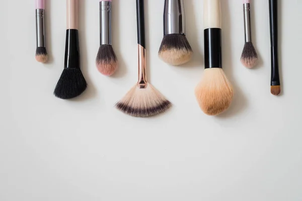 Conjunto Pinceles Maquillaje Otros Accesorios Productos Para Maquillaje Sobre Fondo — Foto de Stock