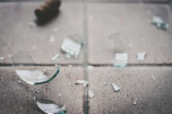 Piece Broken Glass Floor Wine Bottle — Stock Photo, Image