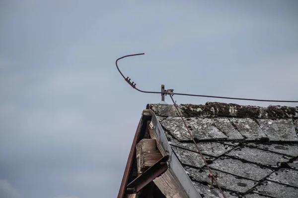 Gros Plan Paratonnerre Sur Une Vieille Maison — Photo