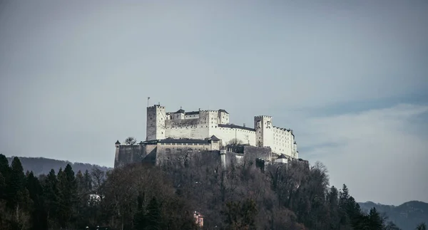 Fortezza Hohensalzburg Ripresa Leopoldskron Ora Esatta — Foto Stock