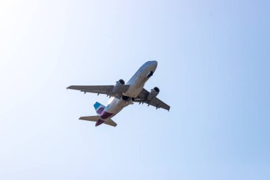 Aircraft is taking off. Responsible for climate crisis and global warming. 