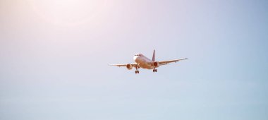 Aircraft is touching down on the airport, close up