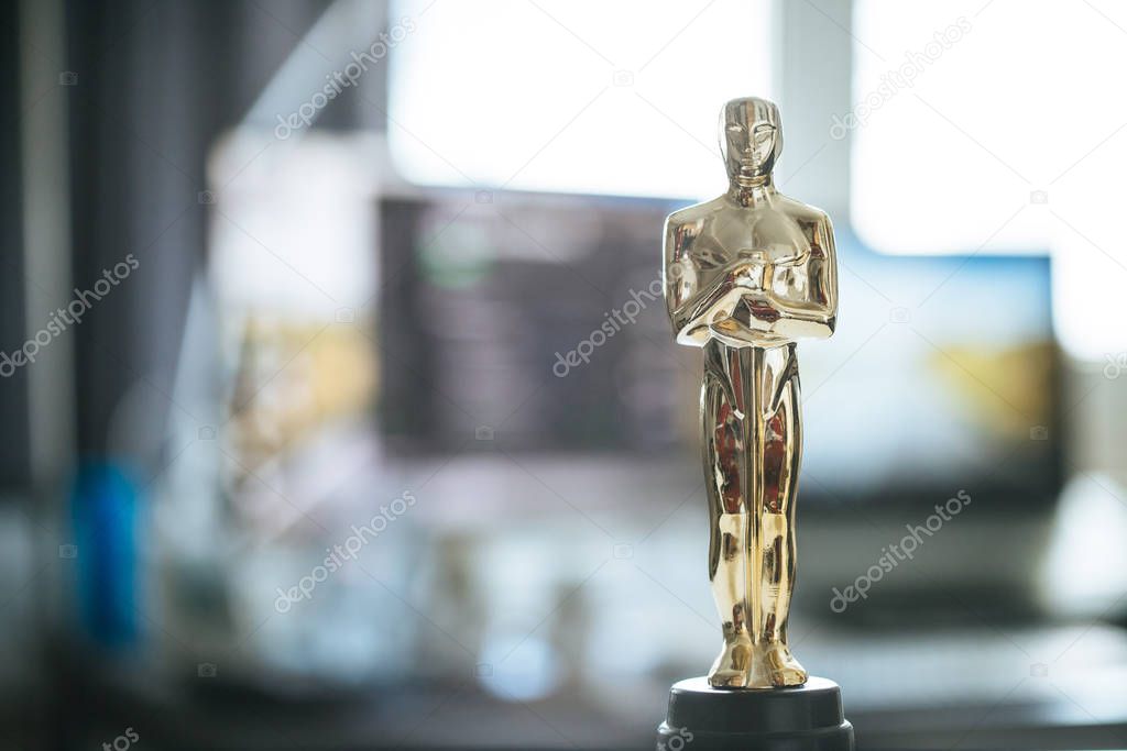 Oscar trophy, close up picture at home 