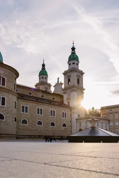 Salzburg Katedra Salzburger Kopuła Wieczornym Słońcu — Zdjęcie stockowe