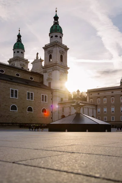 Salzburg Katedra Salzburger Kopuła Wieczornym Słońcu — Zdjęcie stockowe