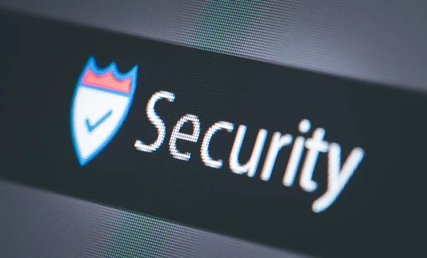 Sluiten Van Het Beveiligingssymbool Een Computerscherm Antivirussoftware Beveiliging — Stockfoto