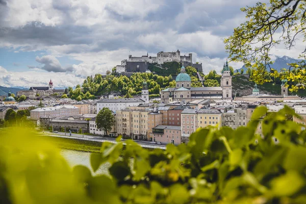 Salisburgo Centro Storico Primavera Foglie Verdi Sole Austria — Foto Stock