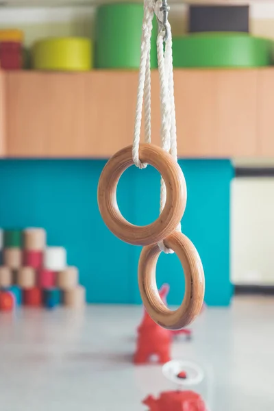 Close Anéis Ginástica Ginásio Uma Pré Escola — Fotografia de Stock