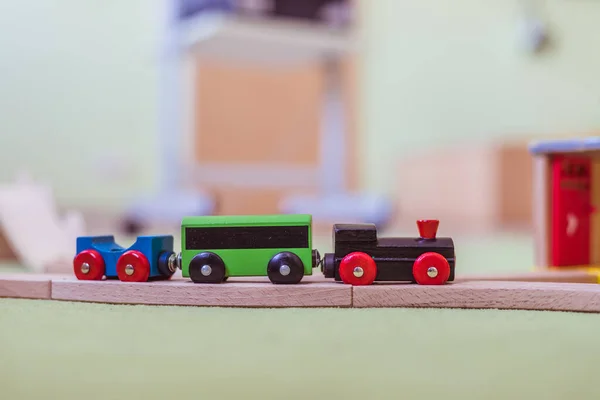 Close Toy Railway Der Kindergarten — Stock Photo, Image