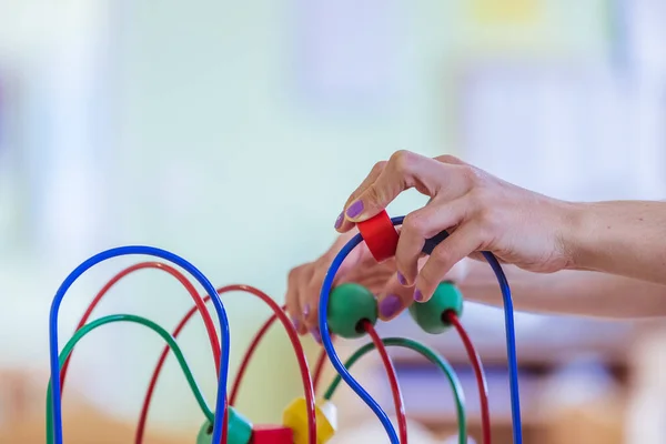 Close Brinquedo Madeira Colorido Para Aprendizagem Socialização — Fotografia de Stock