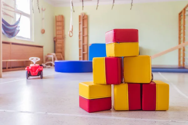 Close Toy Foam Cubes Gym Hall Kindergarten — Stock Photo, Image