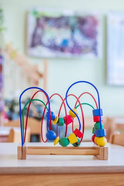 Detailní Záběr Barevné Dřevěné Hračky Pro Učení Socializaci — Stock fotografie