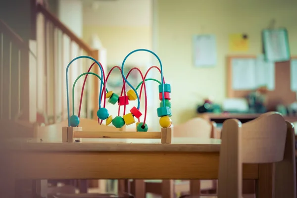 Close Brinquedo Madeira Colorido Para Aprendizagem Socialização — Fotografia de Stock