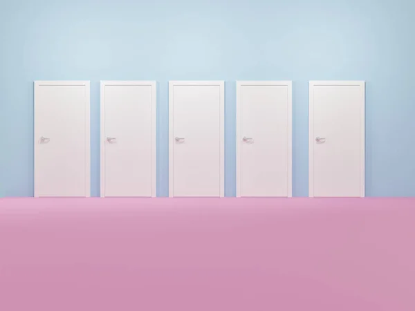 Kamer met tal van gesloten deuren die een niet-uitweg kamer vertegenwoordigen - 3d rendring — Stockfoto