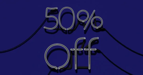 50 Percent Discount 3d Sign off in Blue Background, Special Offer 50% Neon, Sale Up to 50 Percent Off, Special Offer Advertising
