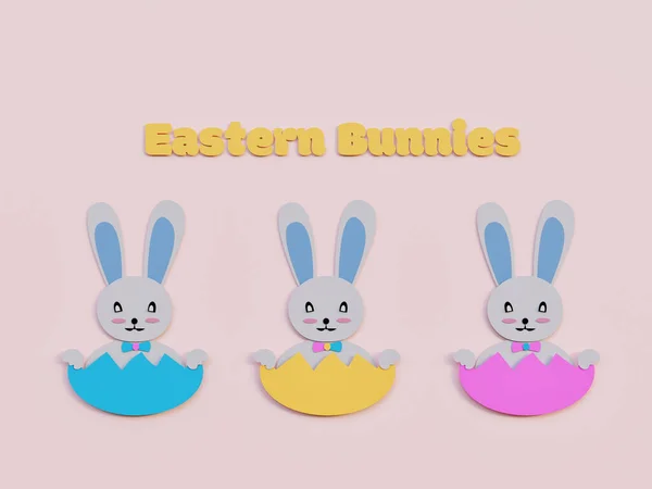 Easter Bunnies minimalism Art paper cut