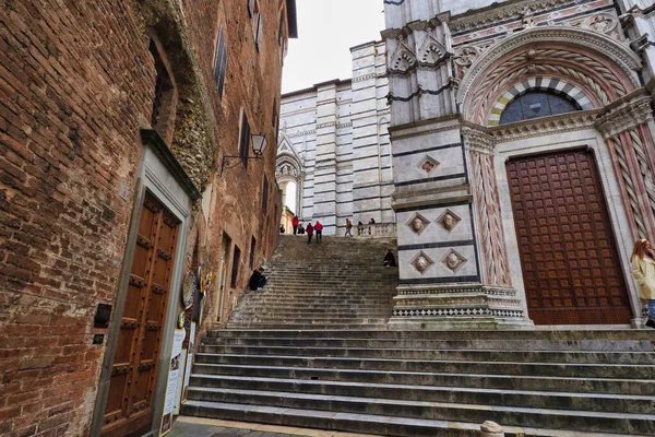 Treppen Der Fassade Des Baptisteriums San Giovanni Siena Italien Bei — Stockfoto