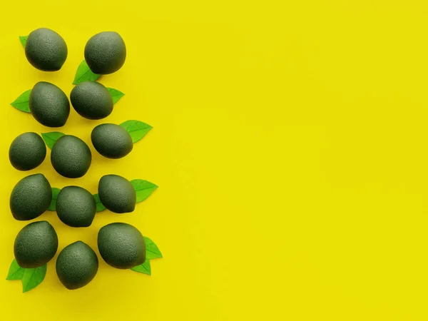 Grupo Cal Verde Visto Desde Arriba Con Fondo Amarillo Vibrante —  Fotos de Stock