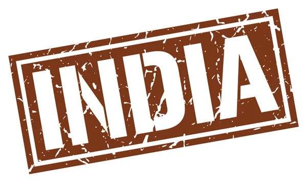 India sello cuadrado marrón — Vector de stock