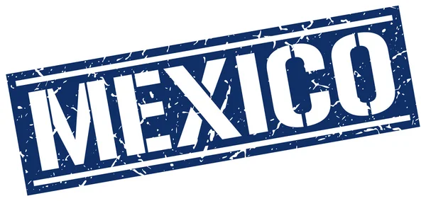 México selo quadrado azul — Vetor de Stock