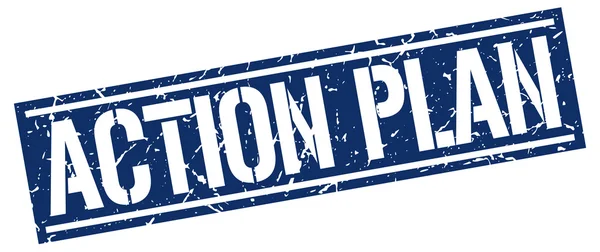 Action plan square grunge stamp — Stockový vektor