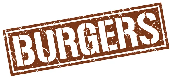 Hamburger grunge francobollo quadrato — Vettoriale Stock