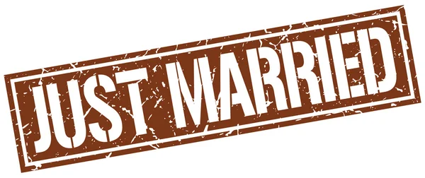 Just married square grunge stamp — Stock vektor