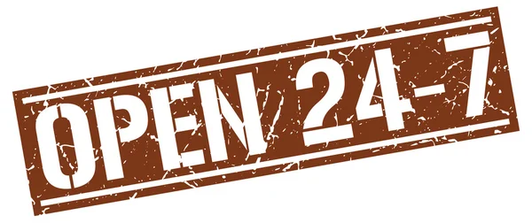 Open 24 7 square grunge stamp — Διανυσματικό Αρχείο