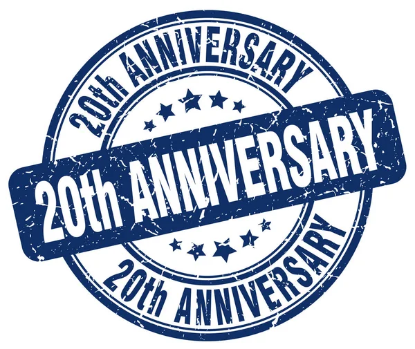 20 周年記念青グランジ スタンプ — ストックベクタ